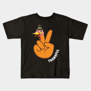 Turkey Peace Hand Sign Thanksgiving Kids T-Shirt